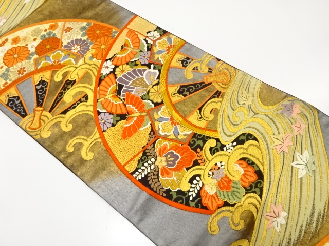 JAPANESE KIMONO / ANTIQUE FUKURO OBI / SILK / WOVEN GENJIGURUMA